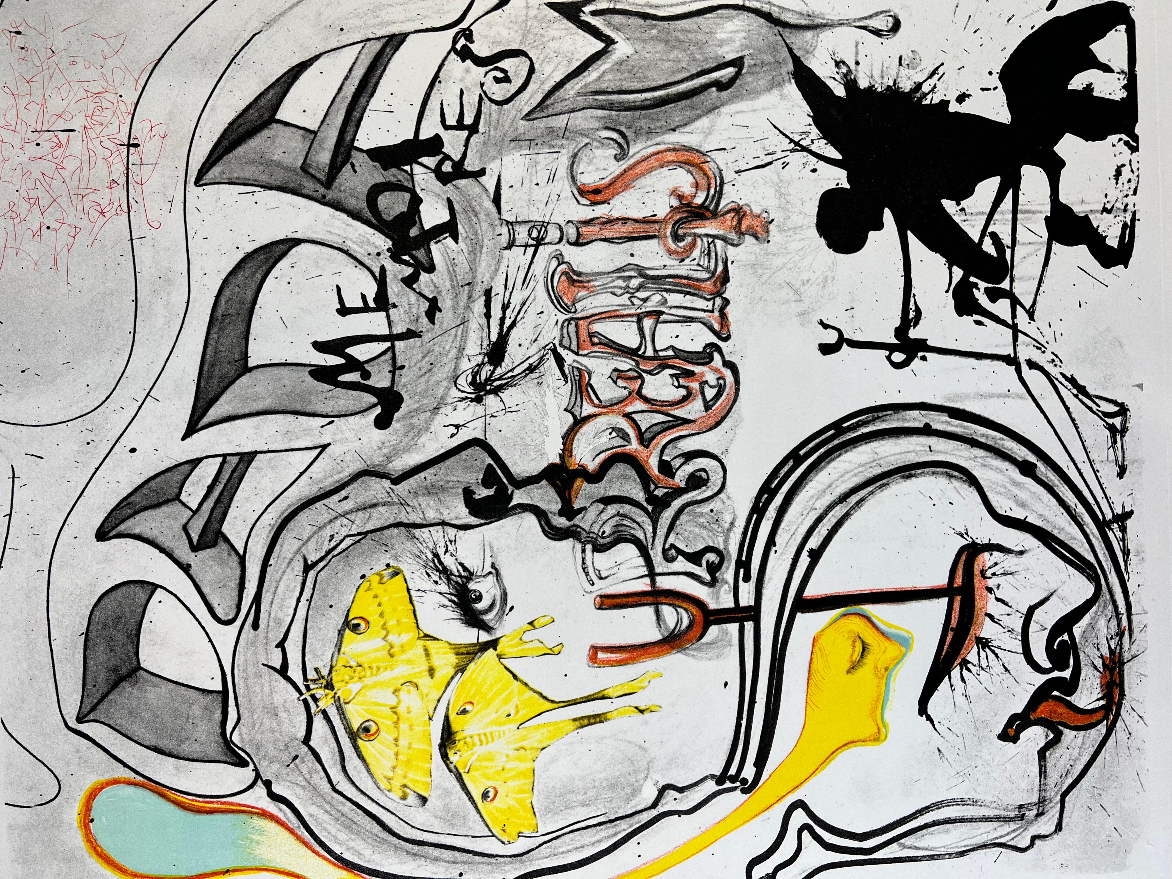 Salvador Dalí - Ange du surréalisme dada - gravure à la pointe sèche signée à la main 1
