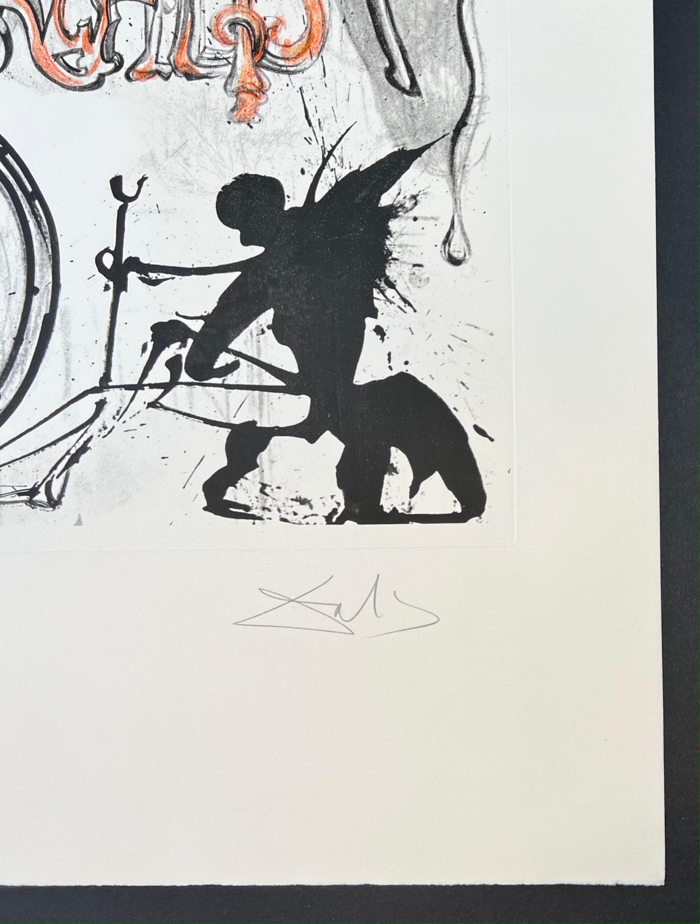 Salvador Dalí - Ange du surréalisme dada - gravure à la pointe sèche signée à la main 2