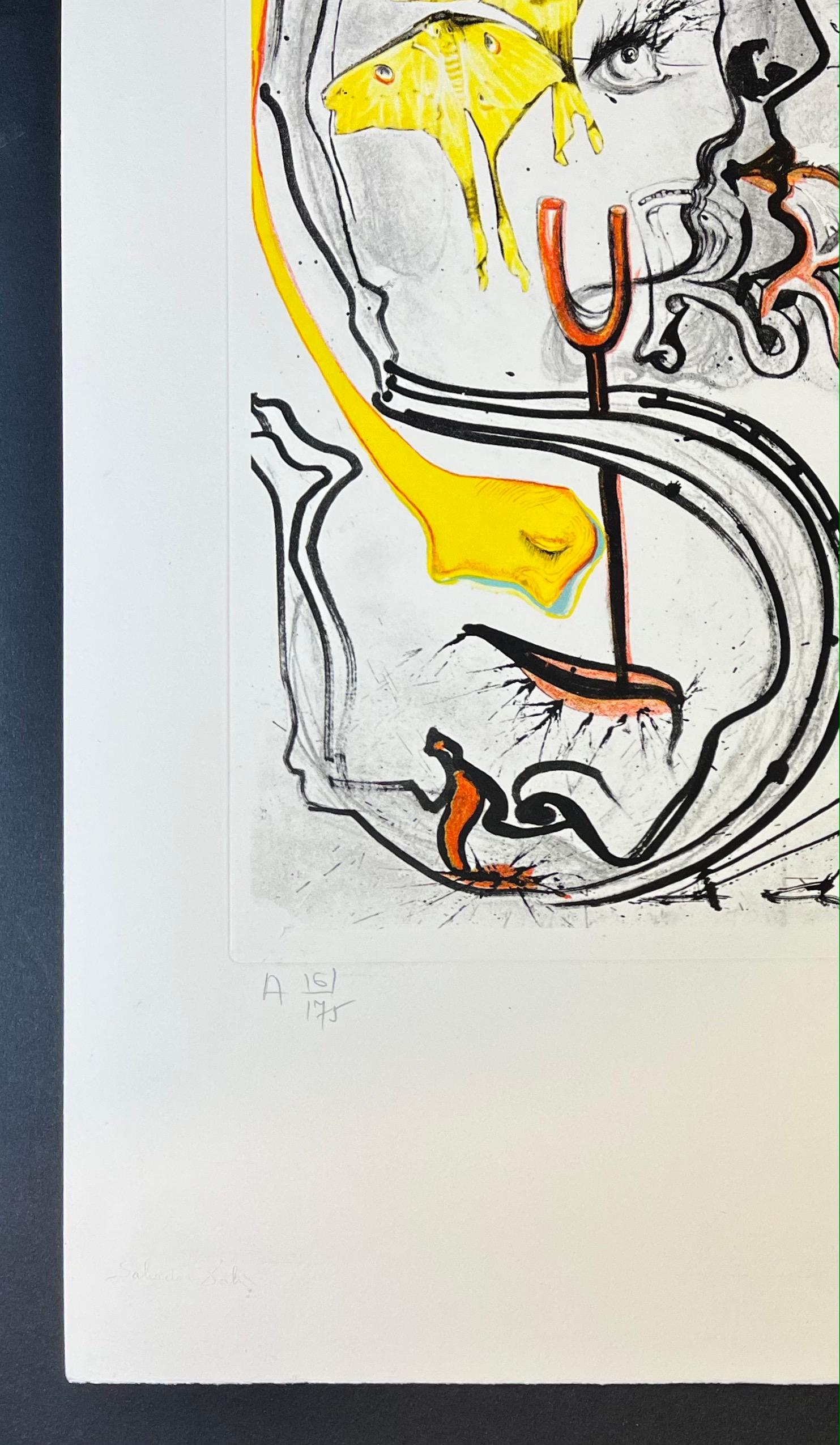 Salvador Dalí - Ange du surréalisme dada - gravure à la pointe sèche signée à la main 3