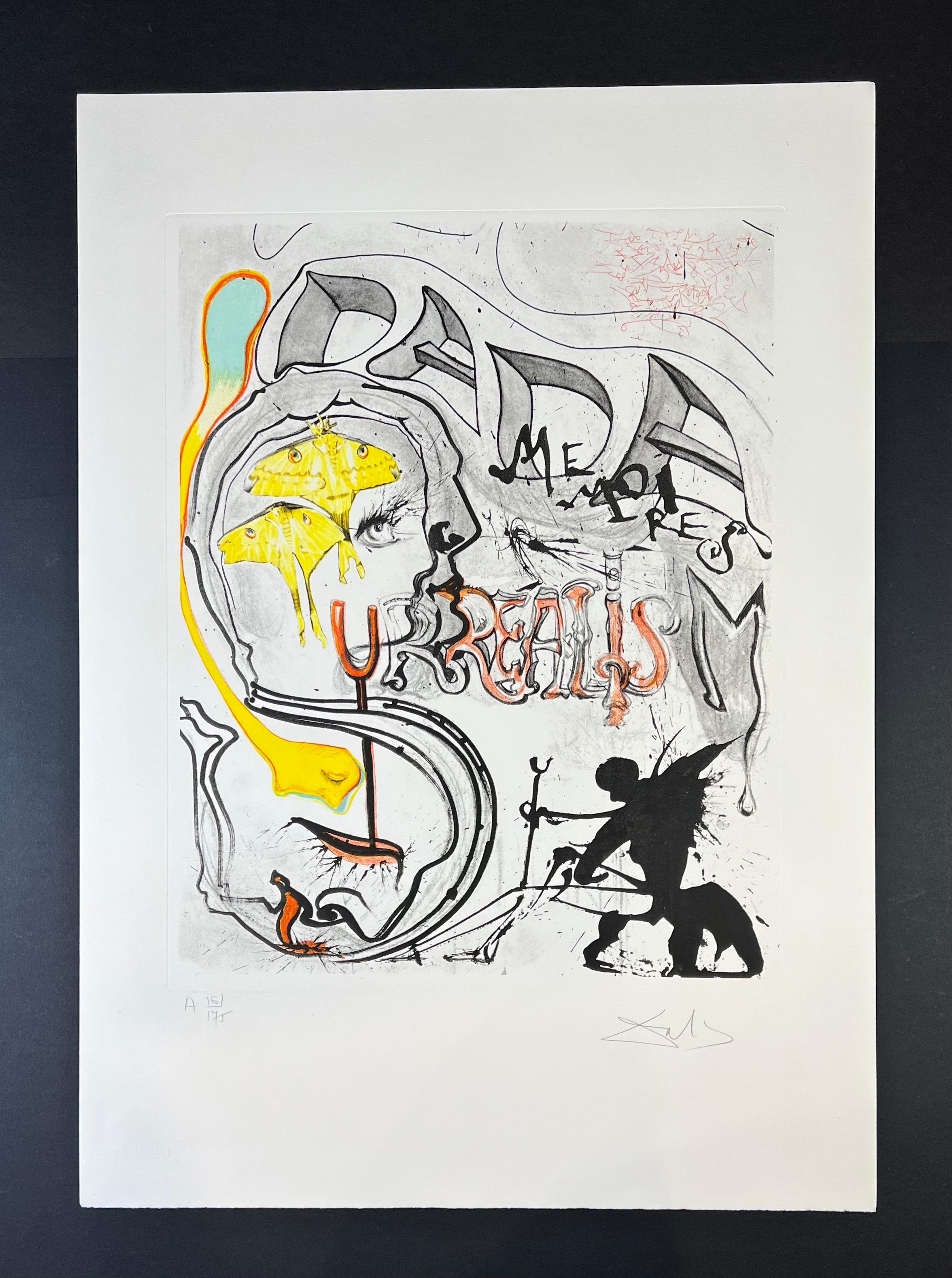 Salvador Dalí - Ange du surréalisme dada - gravure à la pointe sèche signée à la main 6
