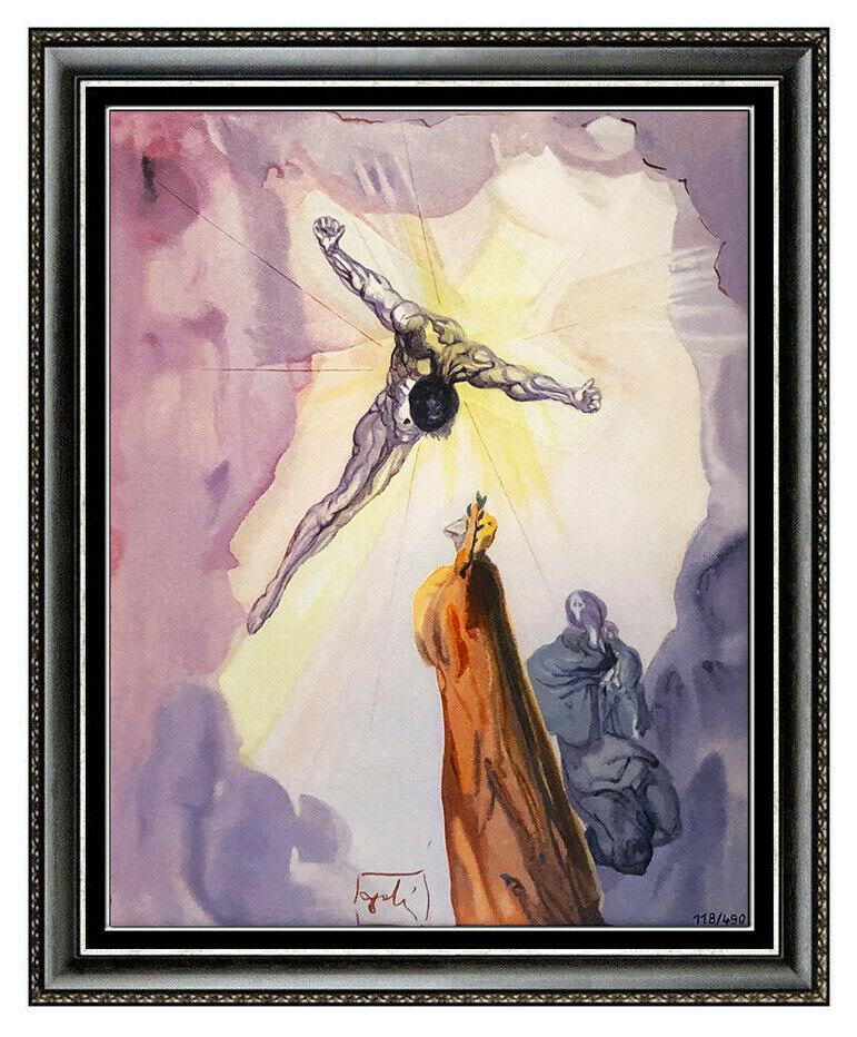 Salvador Dalí Figurative Print - Salvador Dali Apparition Christ Cross Glazed Ceramic Signed Surrealism Artwork