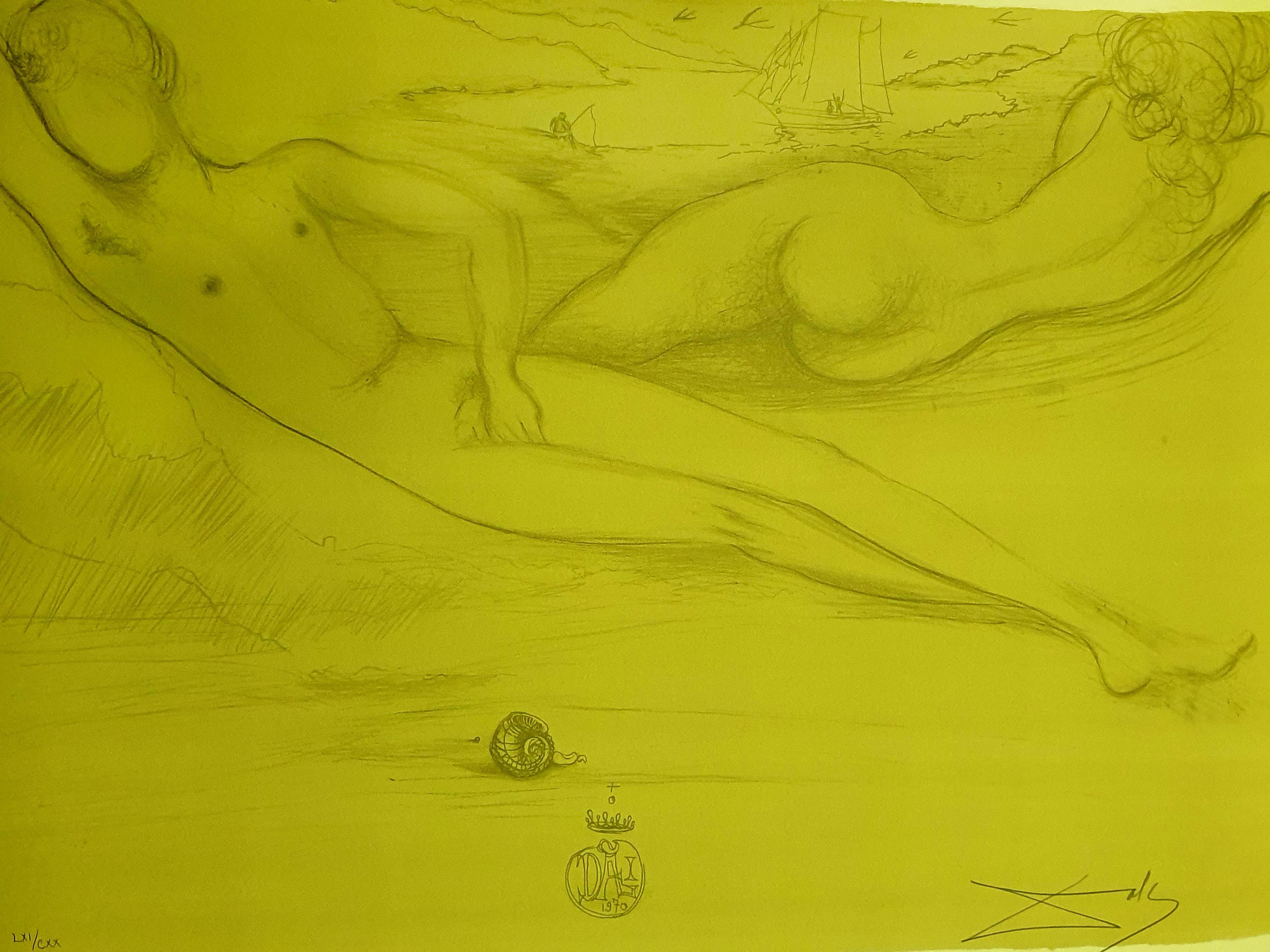 Salvador Dalí - En la playa - Litografía