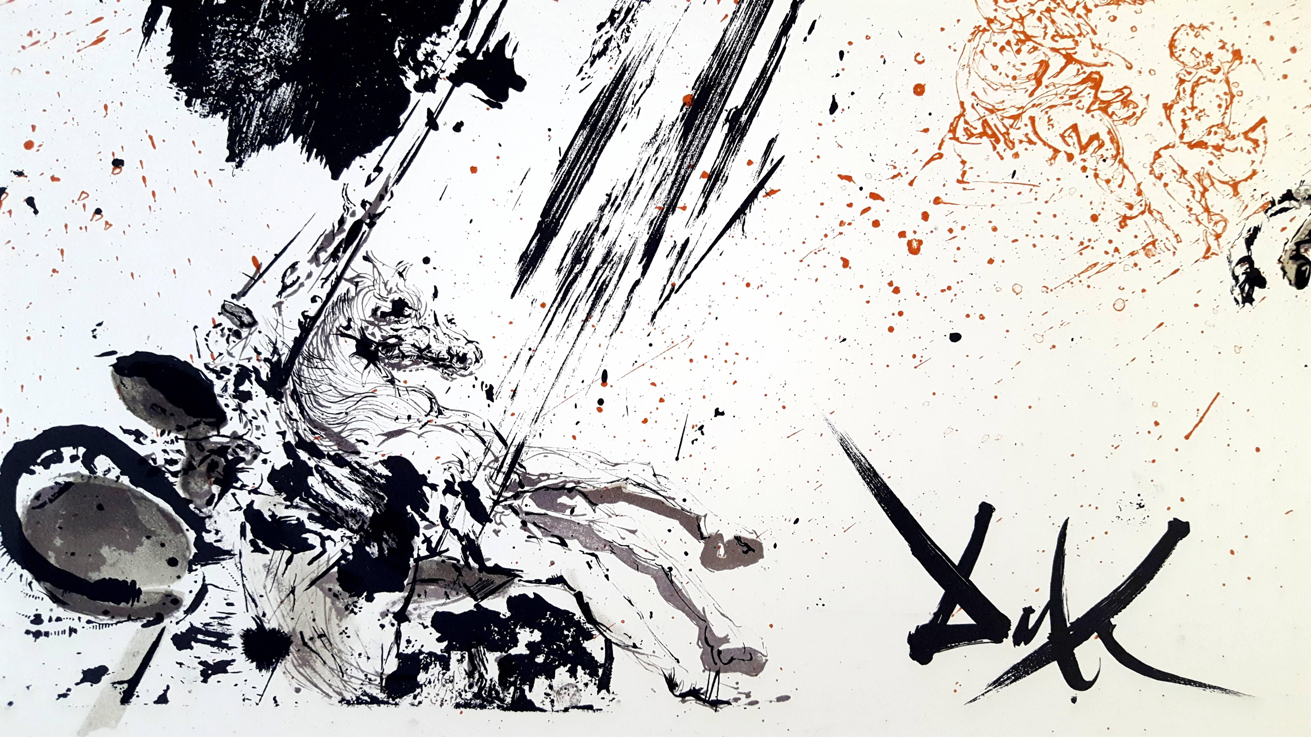 Salvador Dali - Attack on the Windmils - Original Lithograph For Sale 2