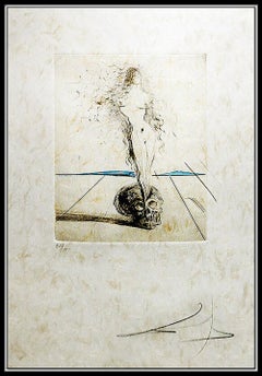 Salvador Dali Authentic Color Etching HAND SIGNED Nude Female Portrait Vanite