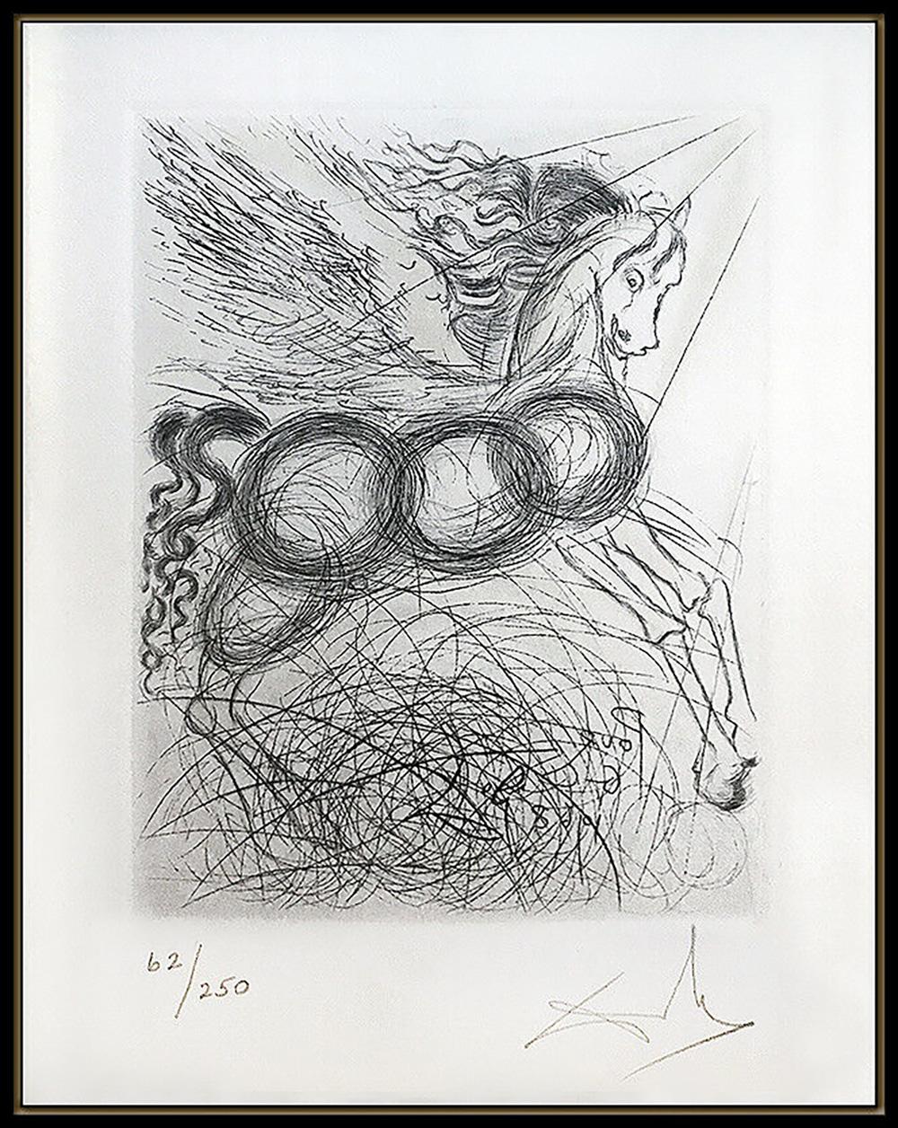 Salvador Dali Authentic Etching Pegasus Horse Hand Signed Mythology Surreal Art - Print by Salvador Dalí