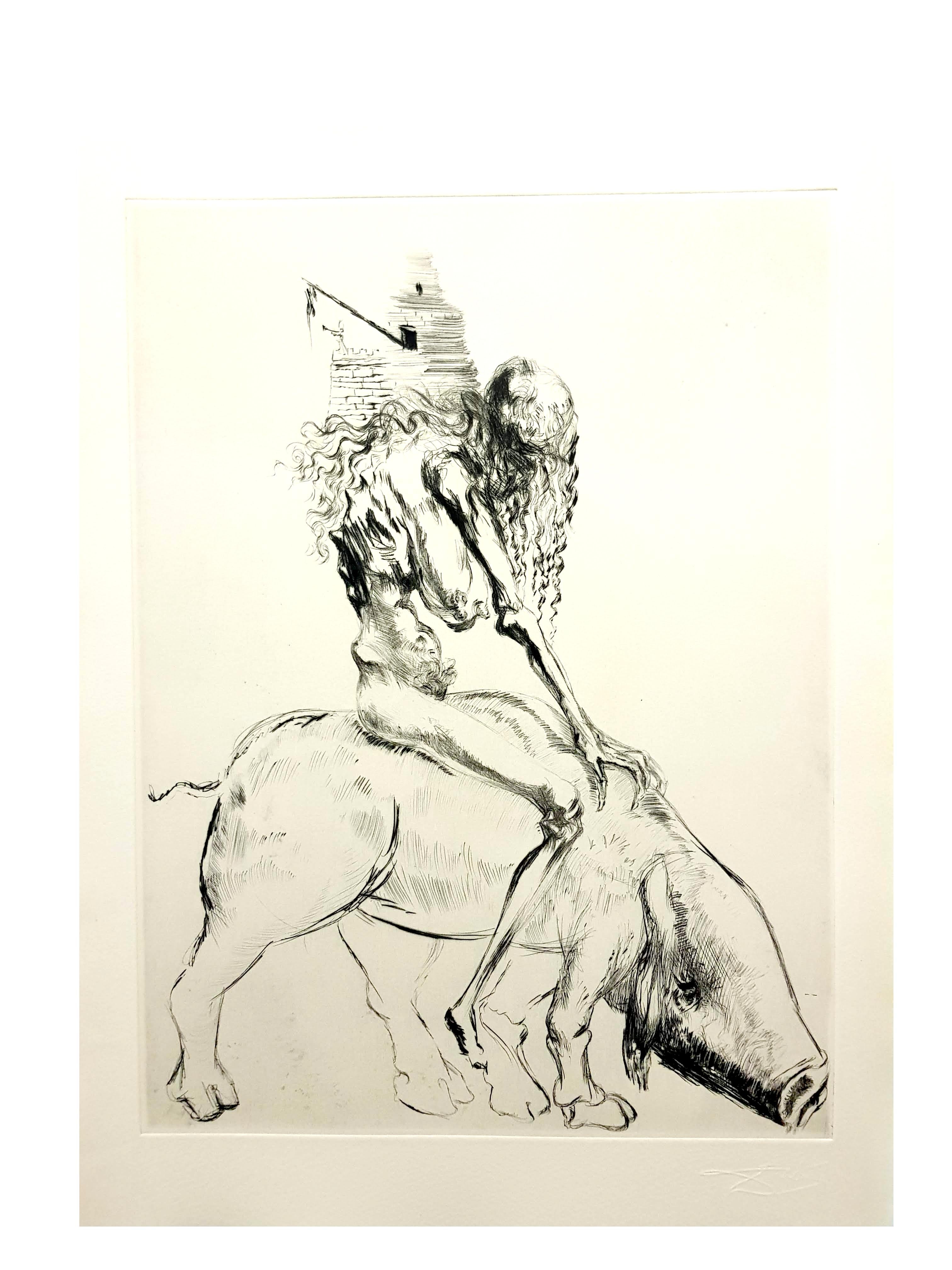 Salvador Dali - Baubo ( Femme chevauchant une vache), de Faust - eau-forte originale en vente 3