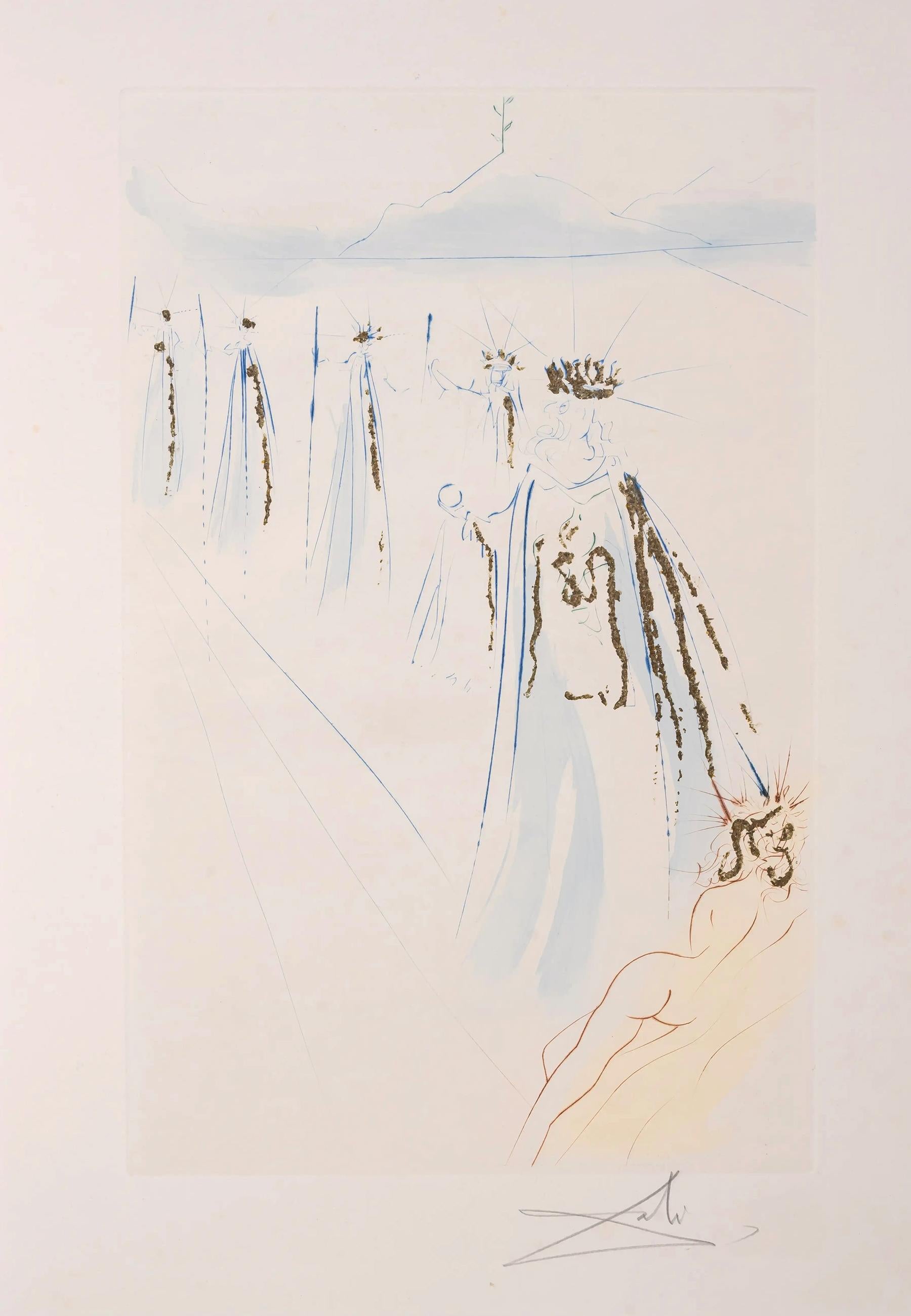 Salvador Dalì "Ecco il suo letto" da Il Cantico dei Cantici di A. Solomon - Print di Salvador Dalí