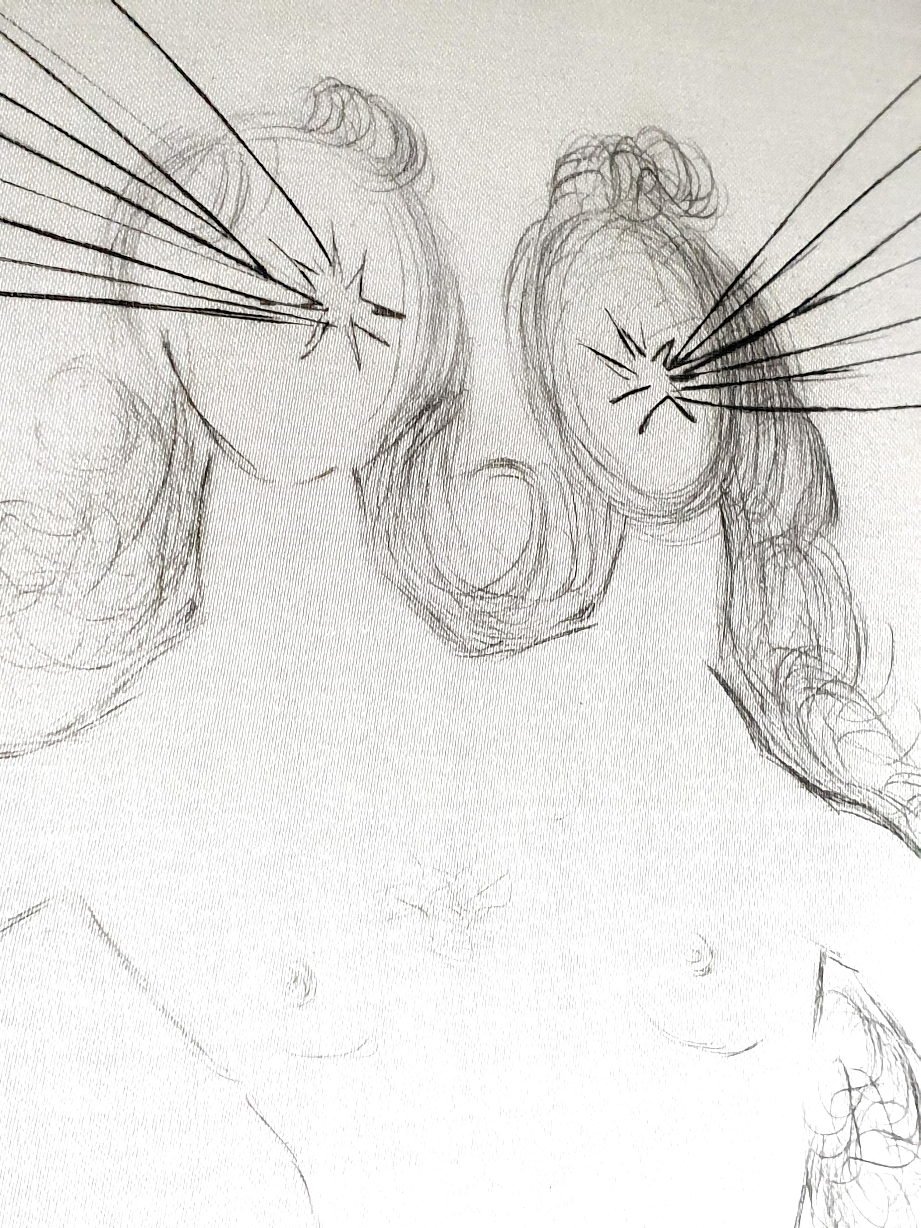 Salvador Dali - Bicephale - Original Etching on Silk - Print by Salvador Dalí