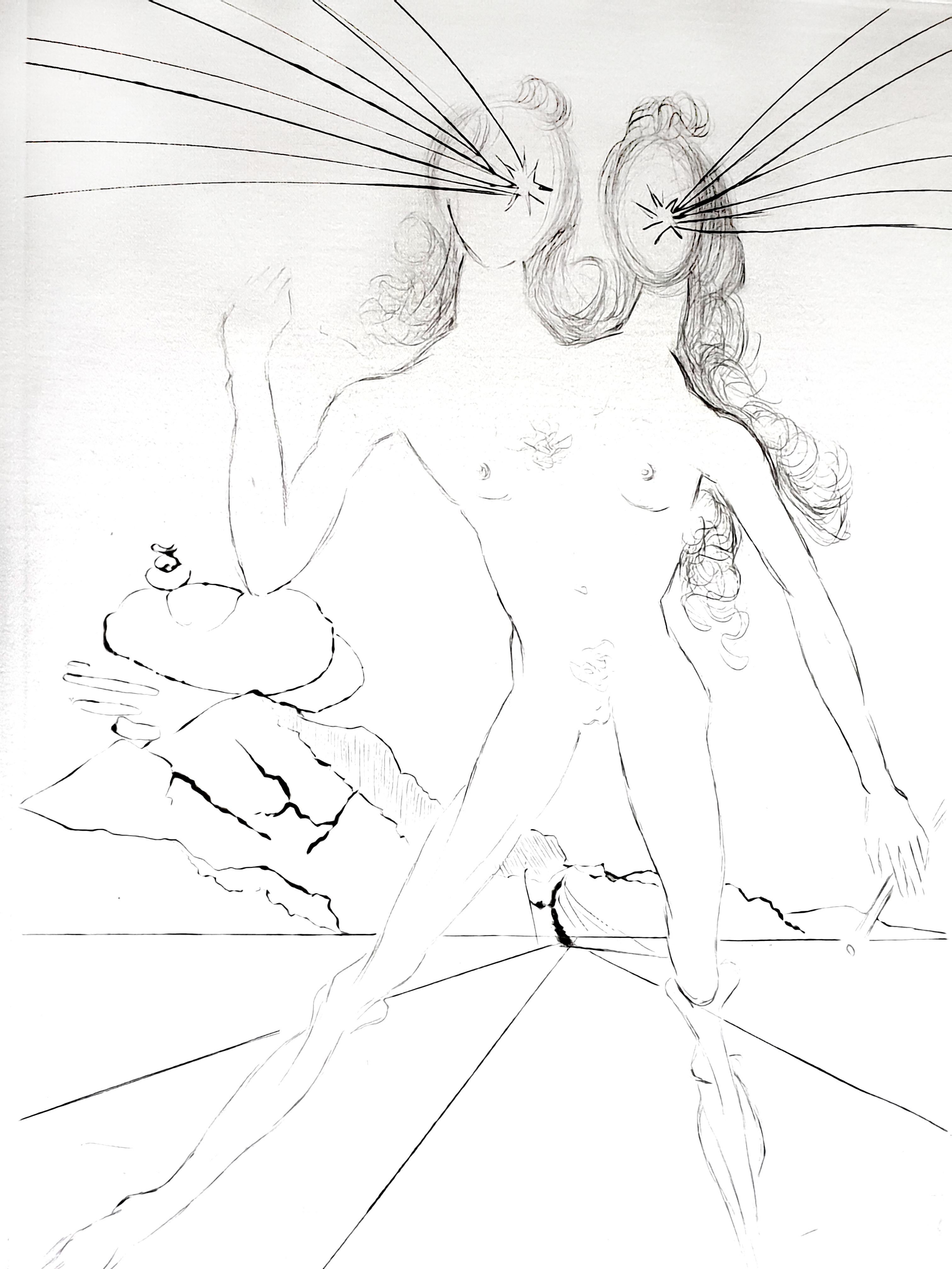 Salvador Dali – Bicephale – Original-Radierung auf Seide