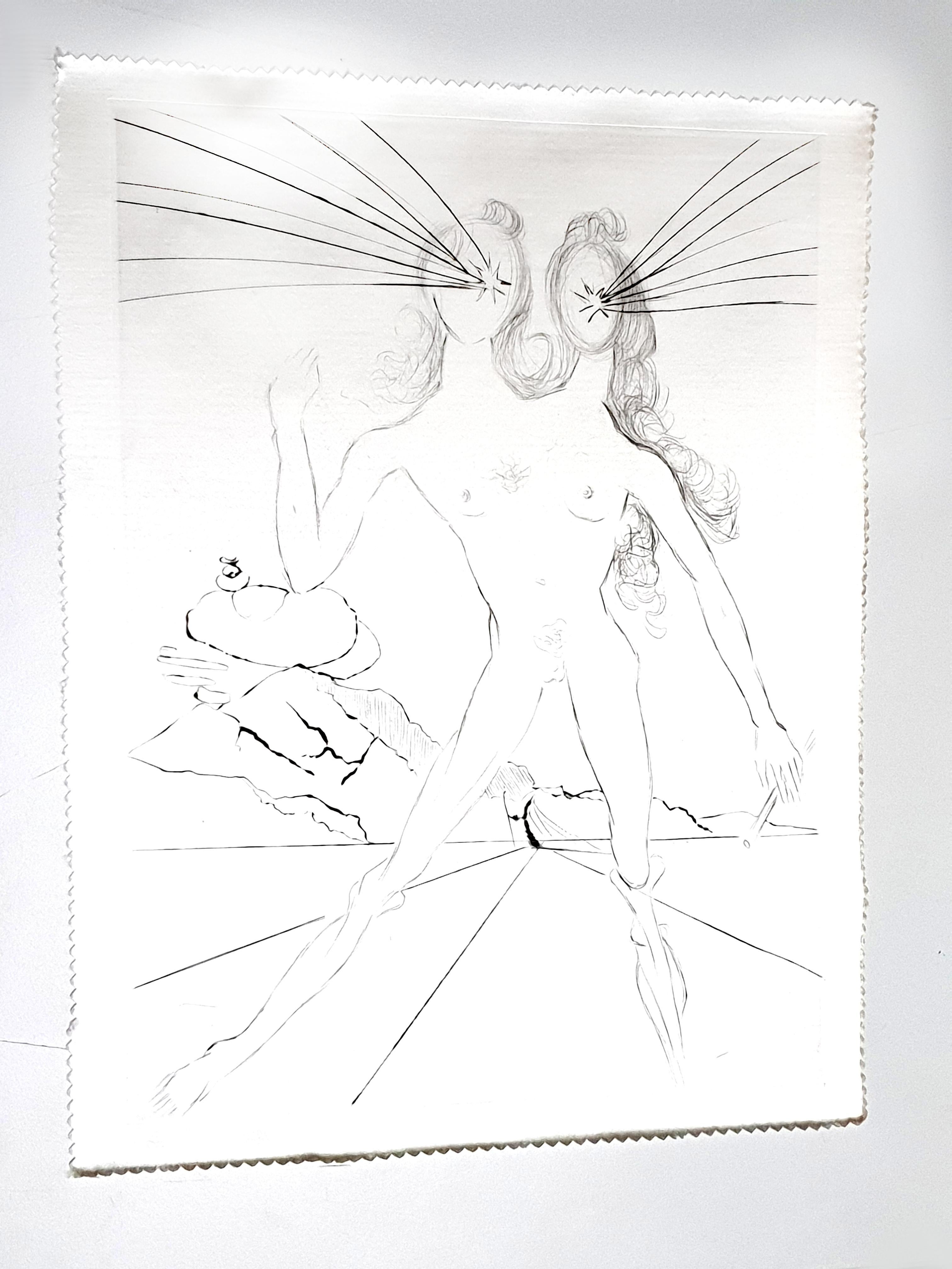 Salvador Dali – Bicephale – Original-Radierung auf Seide im Angebot 2