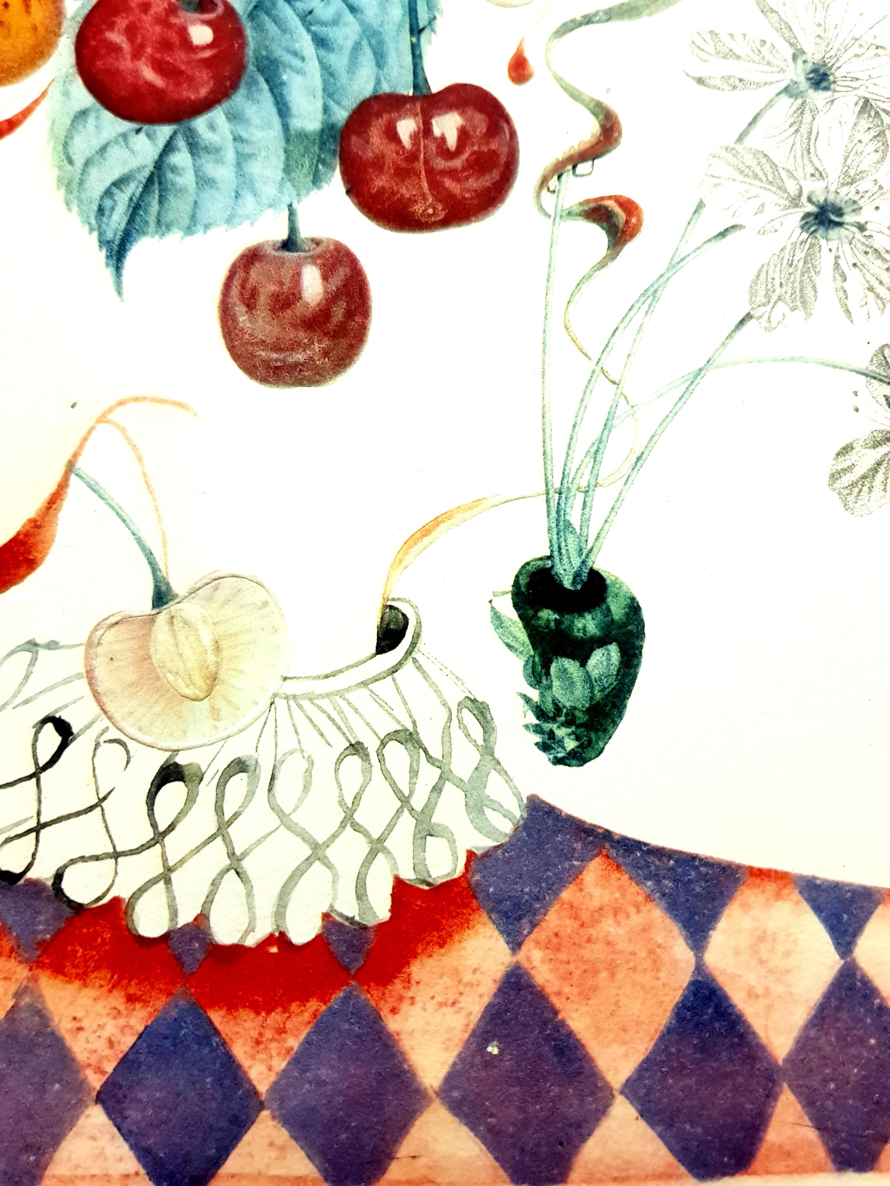 Salvador Dali - Cherries - Original Hand-Signed Lithograph For Sale 4