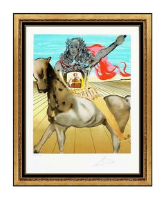 Salvador Dali Chevalier Surreal Surrealist Color Lithograph Hand Signed Artwork