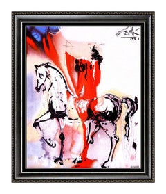 Salvador Dali Christian Knight Glazed Ceramic Dalinean Horse Signed Surreal Art