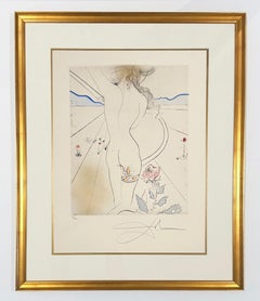Salvador Dali Color Etching, 1969, Woman with garter, from The Hippies