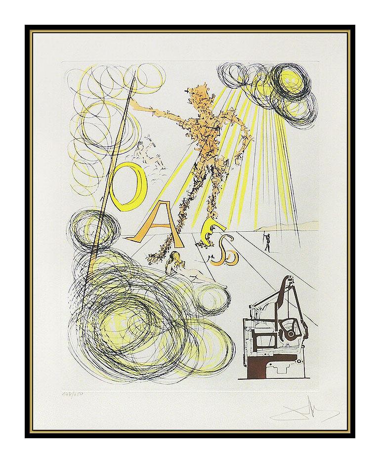 Salvador Dali Color Etching Hand Signed Linotype Da Vinci Authentic Rare Artwork - Print by Salvador Dalí