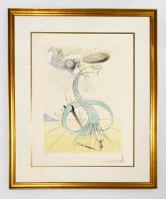 Salvador Dali Color Etching, Signed, 1973, The Twelve Tribes of Israel, Dan