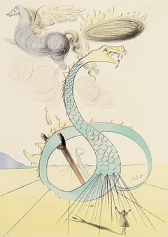 Salvador Dali Color Etching, Signed, 1973, The Twelve Tribes of Israel, Dan