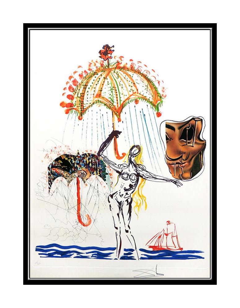 Salvador Dali Color Lithograph Authentic Hand Signed Large Collage Surrealism - Print by Salvador Dalí