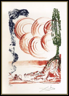 Salvador Dali Color Lithograph Hand Signed Calibri Atomo Large Surreal Artwork