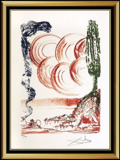 Salvador Dali Color Lithograph Hand Signed Calibri Atomo Large Surreal Artwork