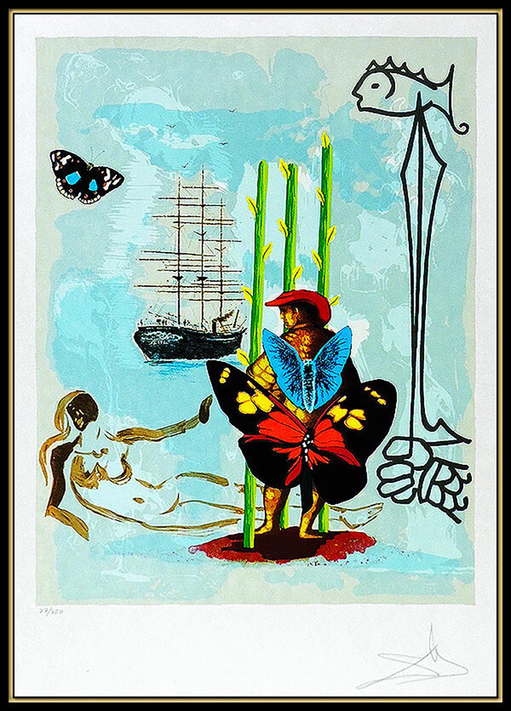 Salvador Dali Color Lithograph Hand Signed Dream of Freedom Nude Surreal Artwork - Print by Salvador Dalí