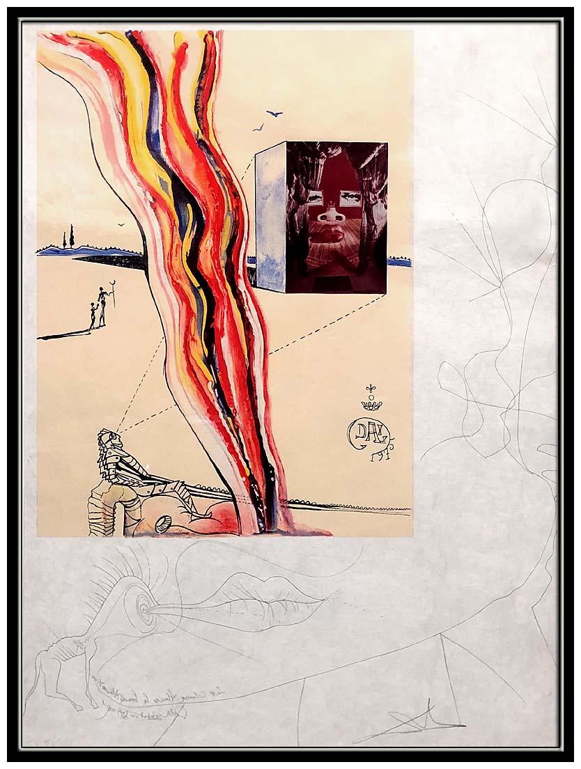 Salvador Dali Color Lithograph Hand Signed Liquid Gaseous Television Surreal Art (Surrealismus), Print, von Salvador Dalí