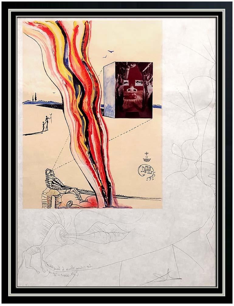 Salvador Dalí Figurative Print – Salvador Dali Color Lithograph Hand Signed Liquid Gaseous Television Surreal Art