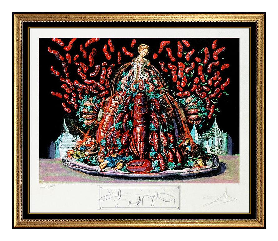 Salvador Dalí Still-Life Print - Salvador Dali Color Lithograph Hand Signed Lobster Diners De Gala Original Art