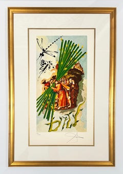 Lithographie en couleurs de Salvador Dalí, surréaliste, signée, 1978, « Le Dix de bâtons » du tarot