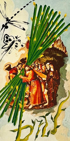 Lithographie en couleurs de Salvador Dalí, surréaliste, signée, 1978, « Le Dix de bâtons » du tarot