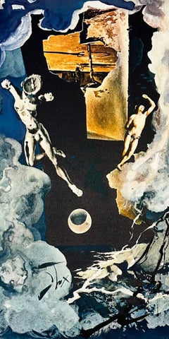 Lithographie en couleurs de Salvador Dalí, surréaliste, signée, 1978, « La Tour » (Tarot)