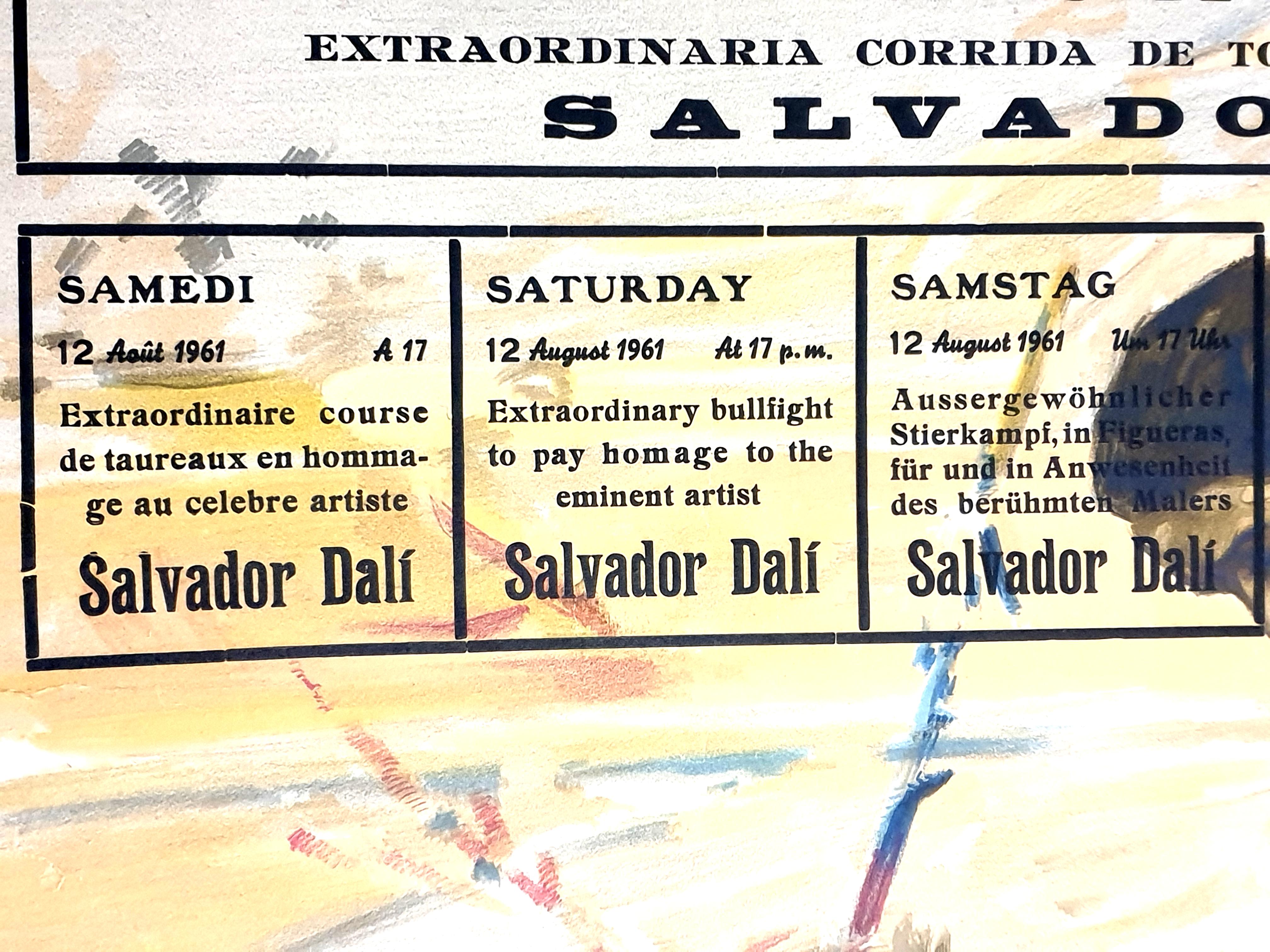 Salvador Dali - Corrida - Affiche vintage avec gravure en vente 12
