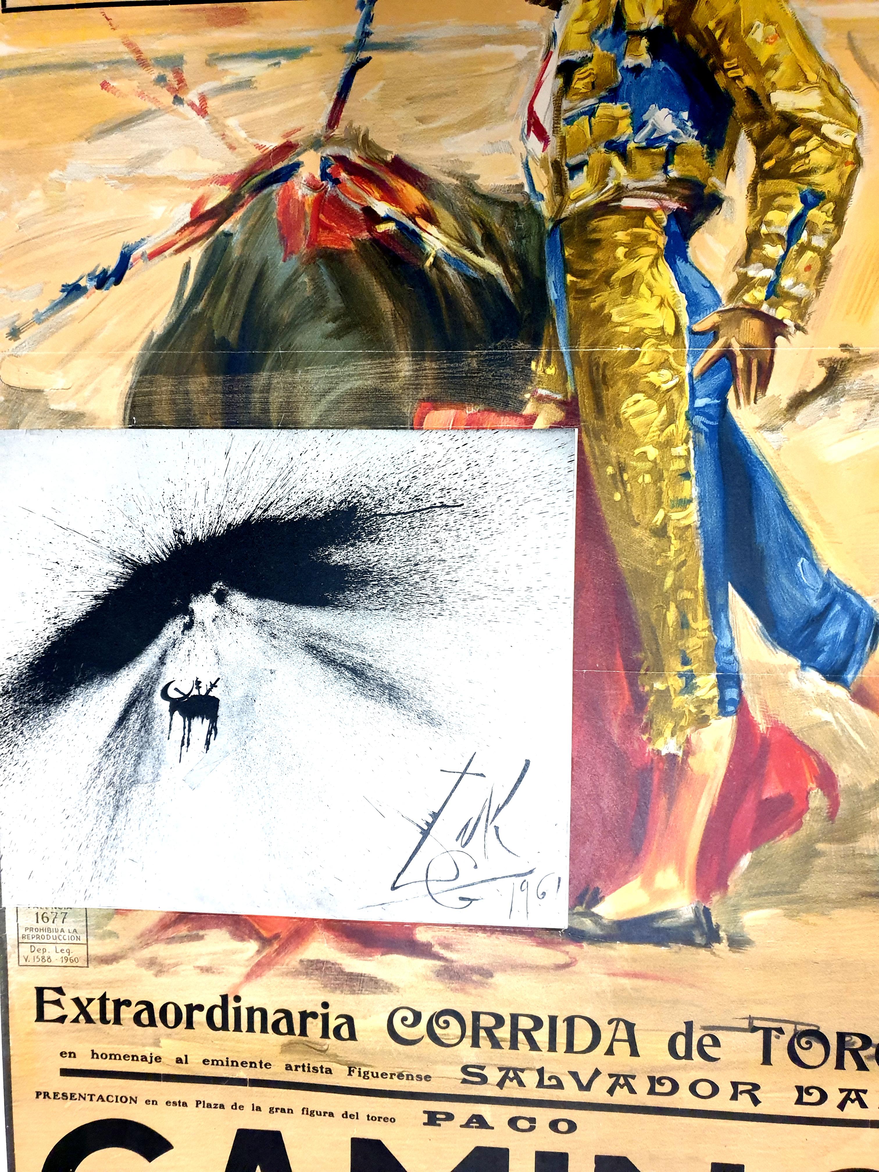 Salvador Dali - Corrida - Affiche vintage avec gravure en vente 1