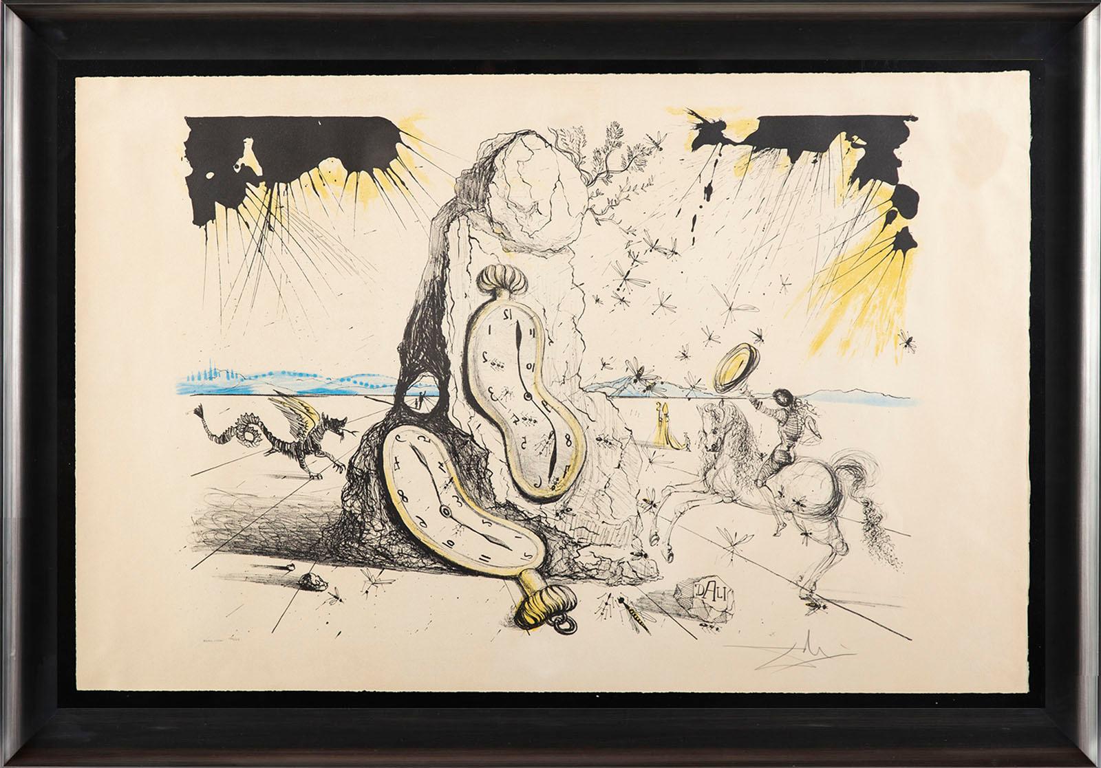 Salvador Dalí Abstract Print - Salvador Dali Cosmic Rays Resuscitating Soft Watches Color Lithograph Surrealist
