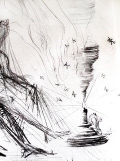 Salvador Dali - Couple by Candlelight - Original Etching on Silk