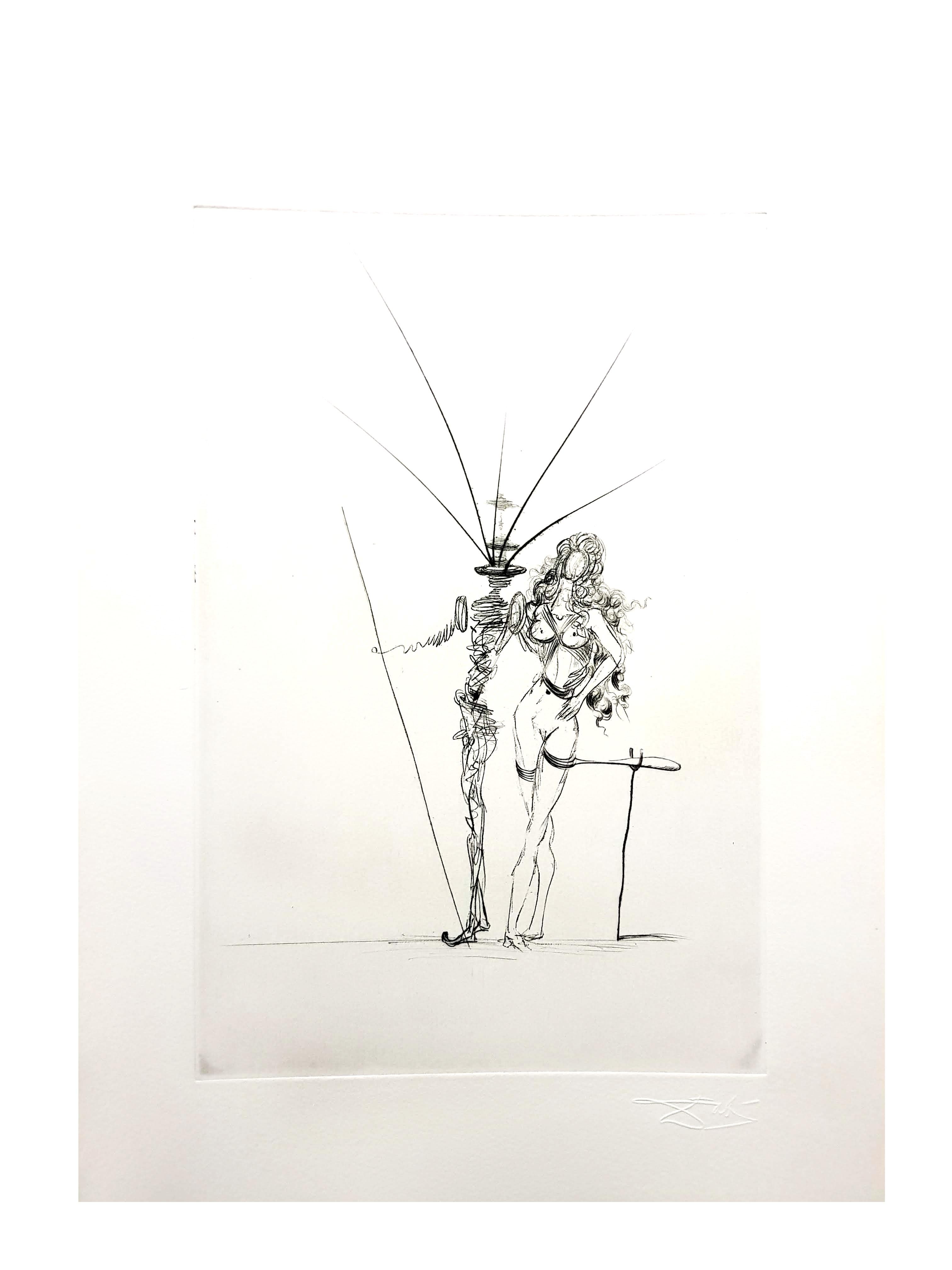 Salvador Dali - Couple - Original Etching
Dimensions: 38 x 28 cm
Edition: 235
1967
embossed signature
On Arches Vellum
References : Field 67-10 (p. 34-35)

Salvador Dali

Salvador Dali was born as the son of a prestigious notary in the small town of