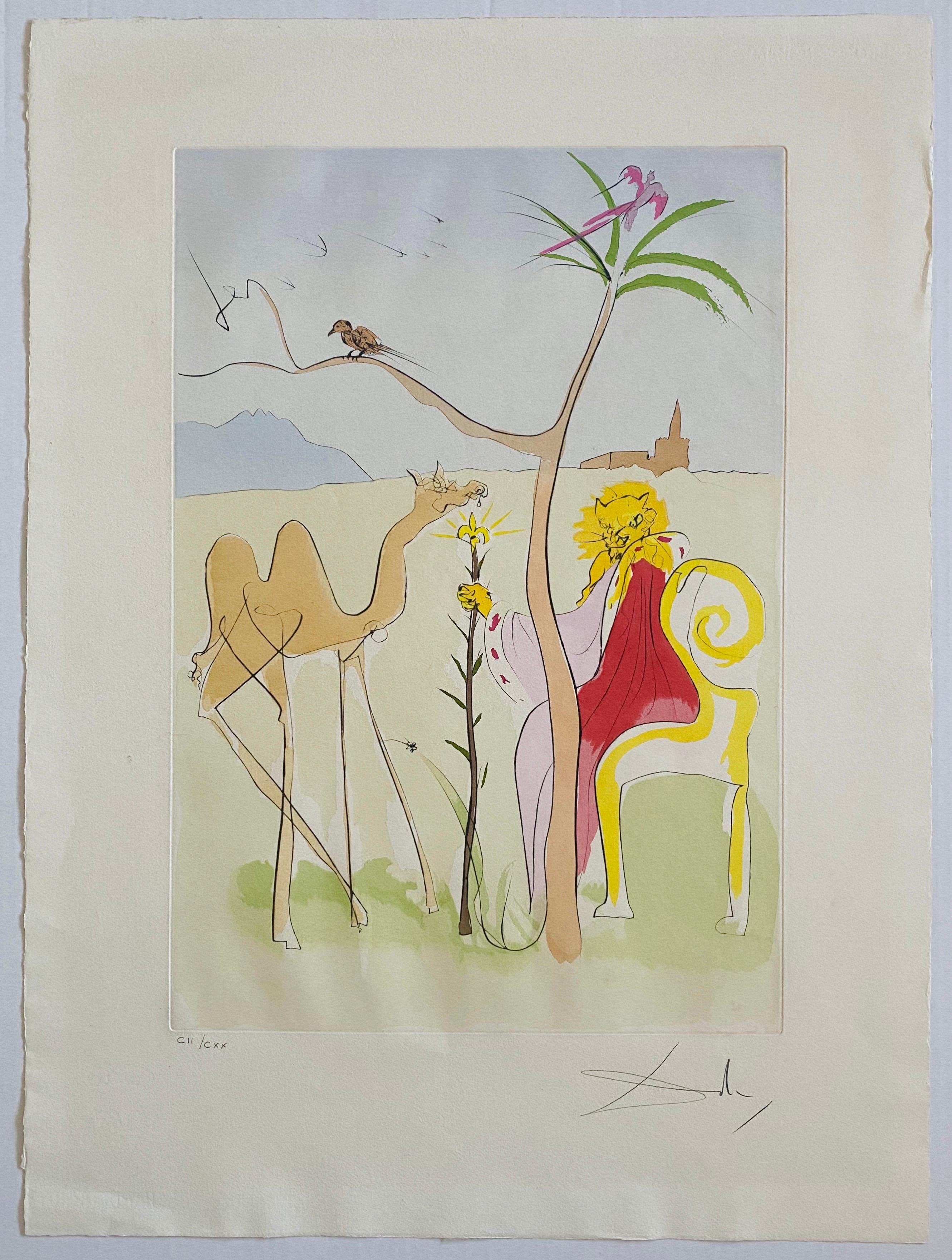 Salvador Dali, Cour du Lion Signed Etching Engraving, Color Lithograph Pochoir 4