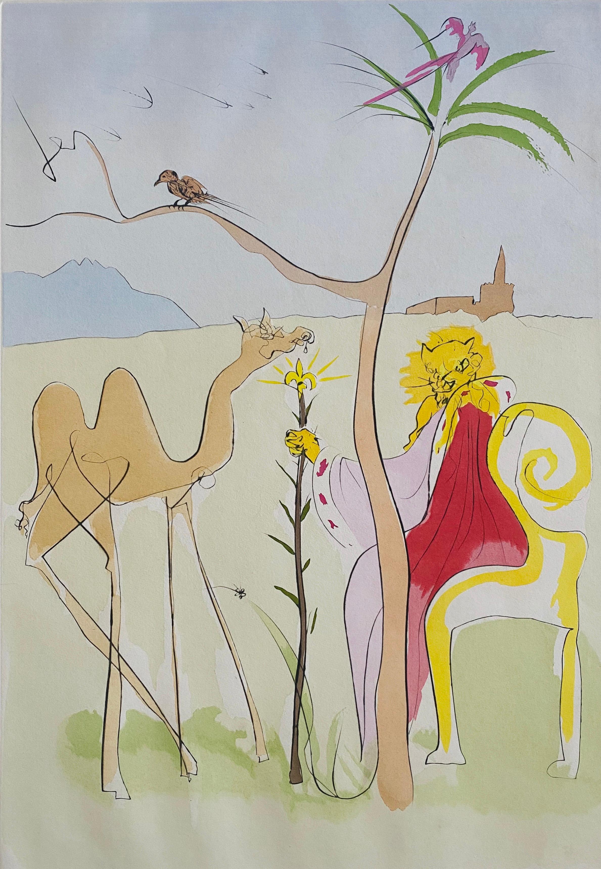 Salvador Dali, Cour du Lion Signed Etching Engraving, Color Lithograph Pochoir - Print by Salvador Dalí