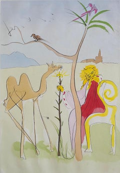 Salvador Dali, Cour du Lion Signed Etching Engraving, Color Lithograph Pochoir