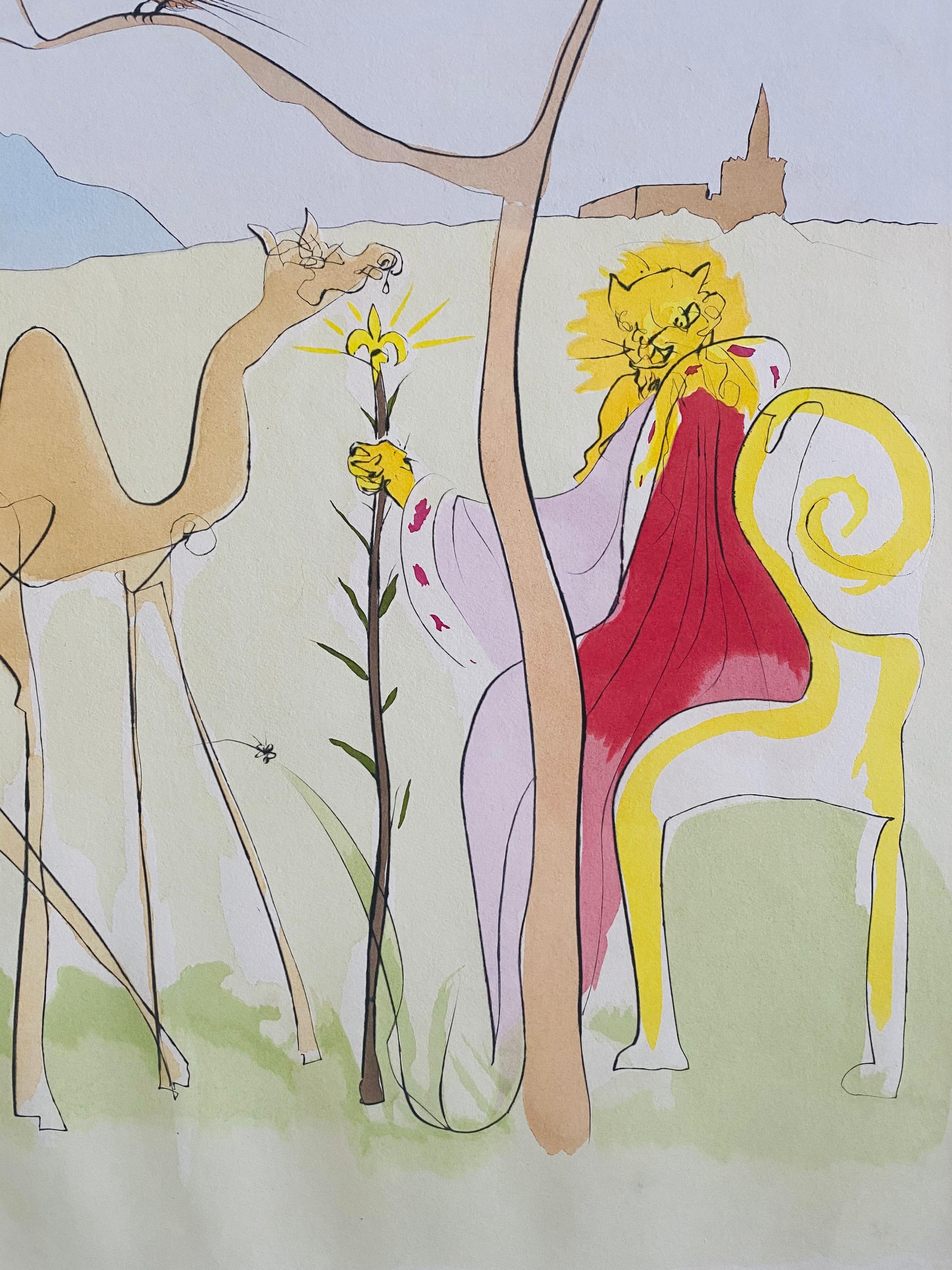 Salvador Dali, Cour du Lion Signed Etching Engraving, Color Lithograph Pochoir - Surrealist Print by Salvador Dalí