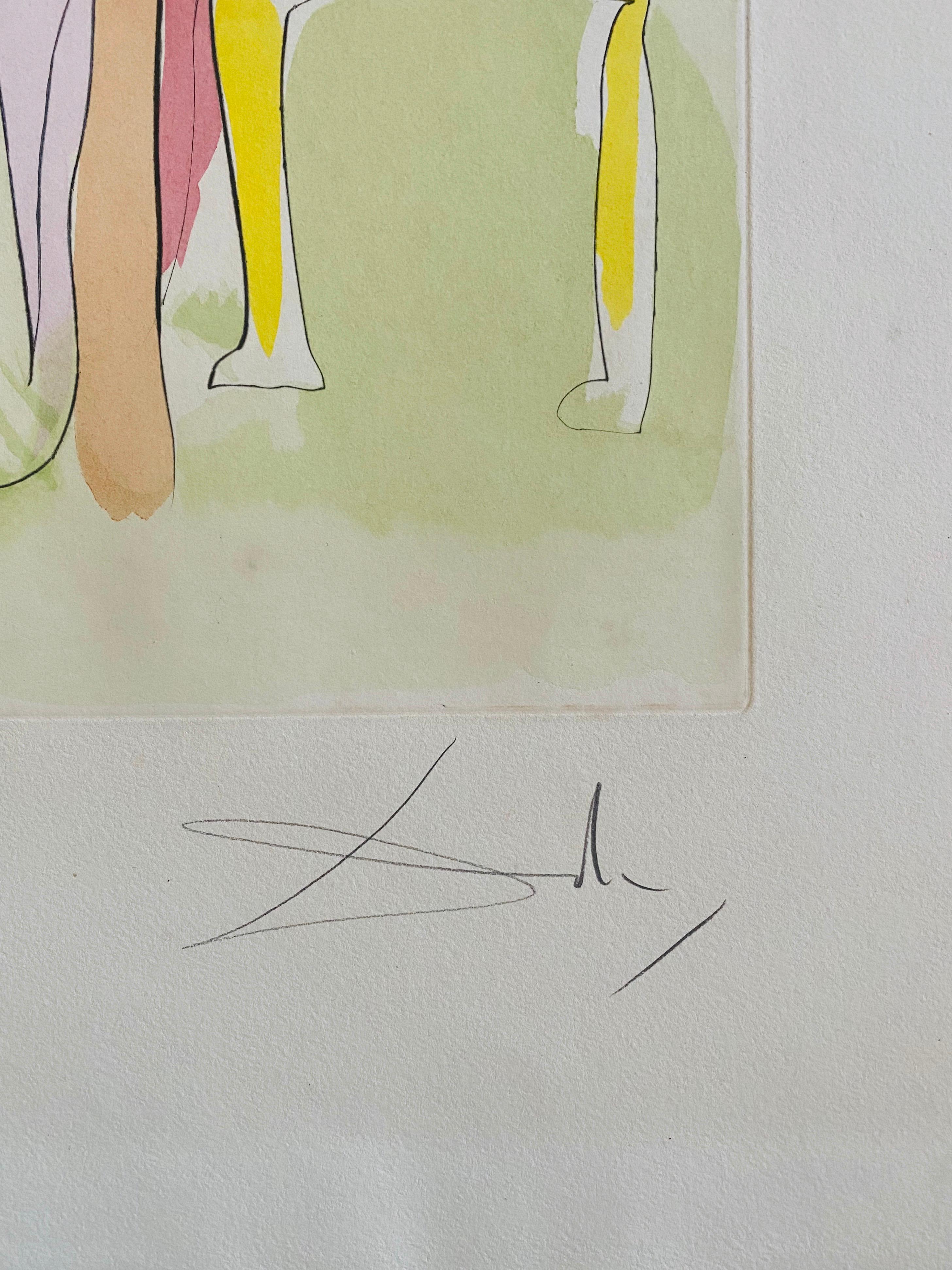  An original signed drypoint etching with color pochoir by Spanish artist Salvador Dali titled 