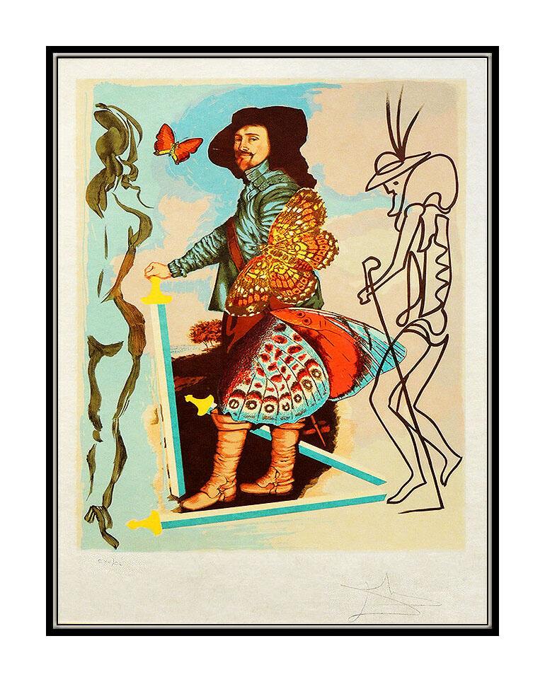 Salvador Dali Courtier Original Color Lithograph Hand Signed Butterfly Portrait - Print by Salvador Dalí