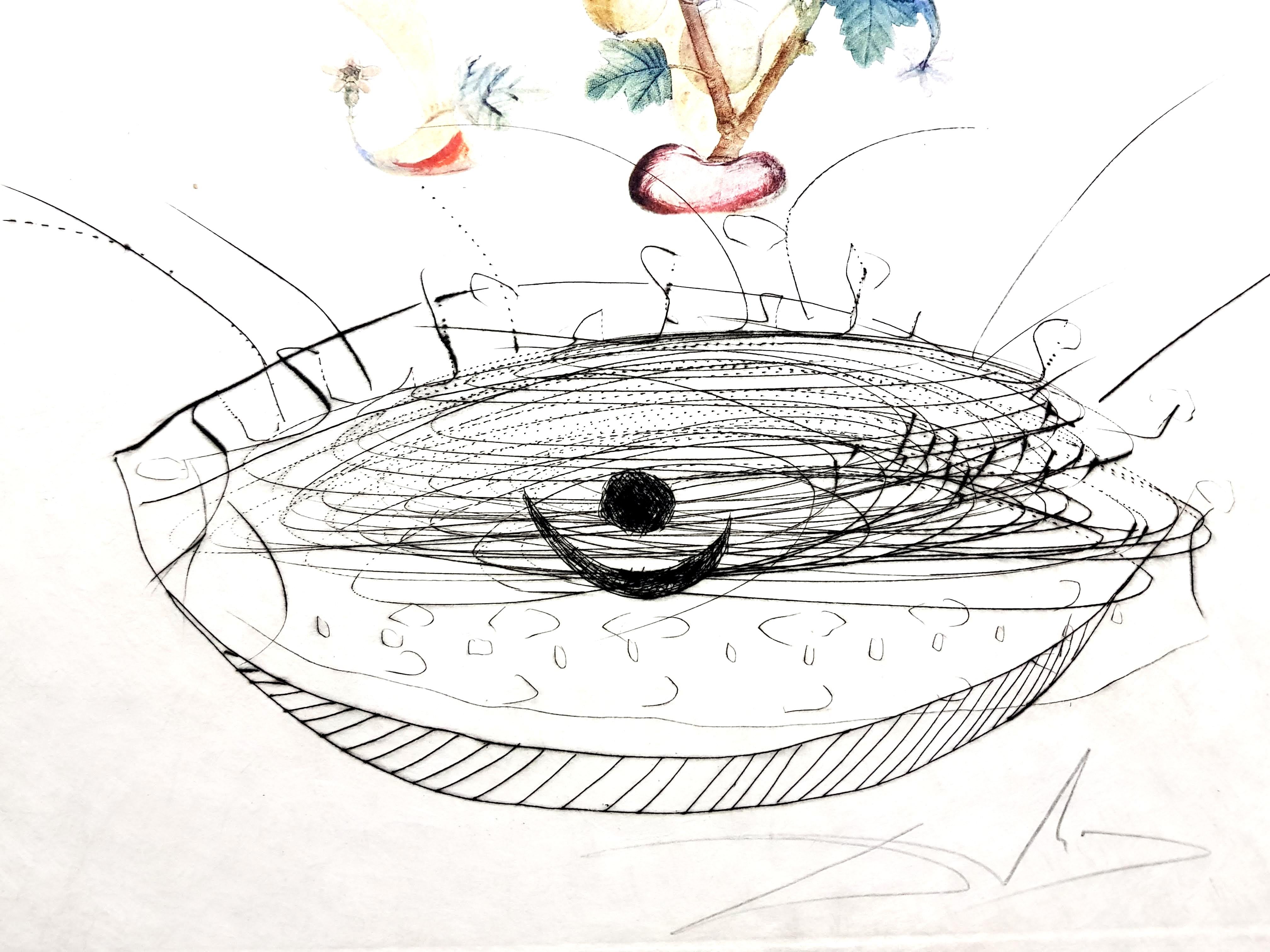 Salvador Dalì - La riverenza del ribes - Litografia originale firmata a mano
Dimensioni: P. 57 x 37 cm
Foglio: 75 x 56 cm 
Firmato
Edizione: XIV/XXXV
Litografia con puntasecca a colori, 1969-1970, firmata a matita.
Condizioni eccellenti
Riferimento: