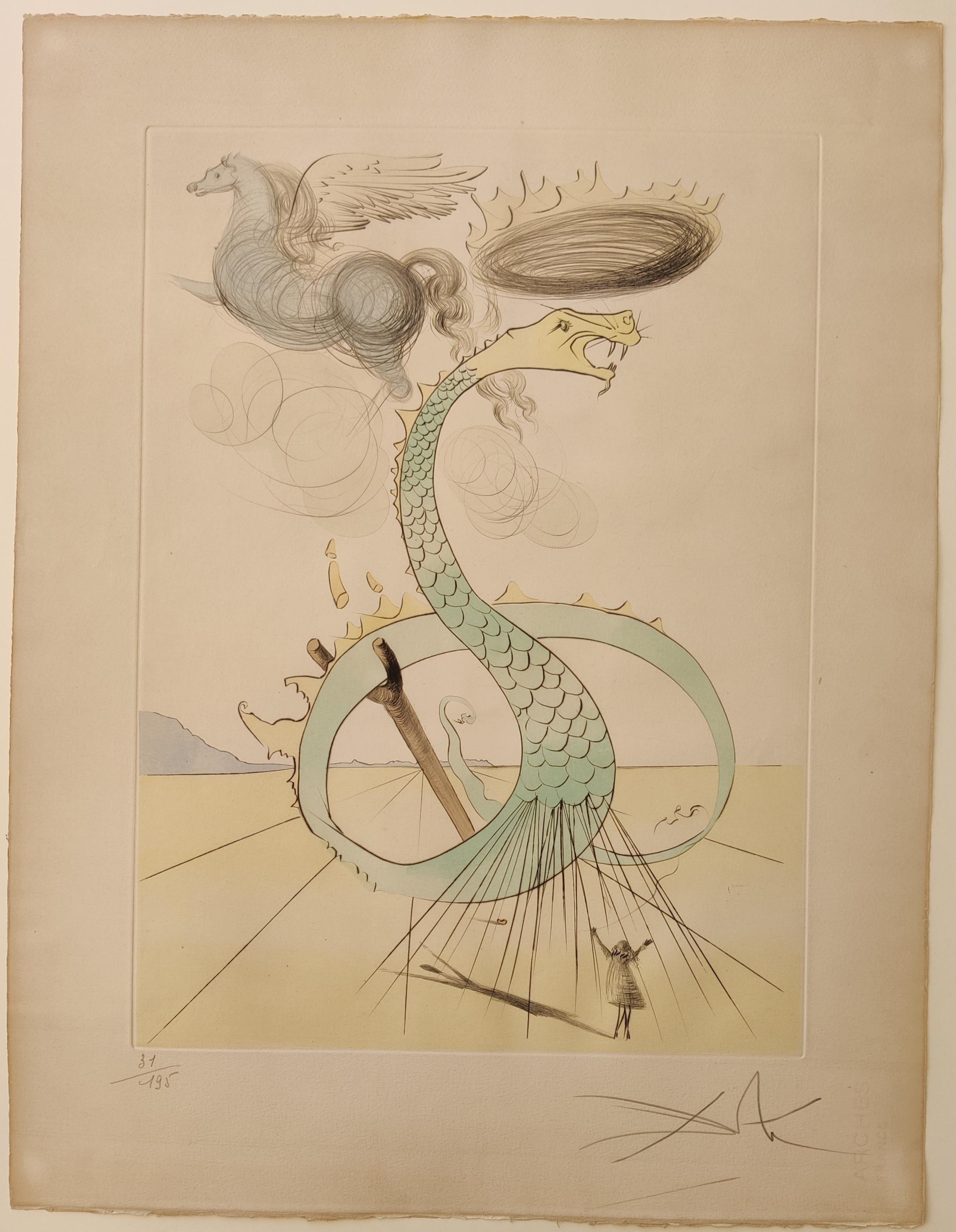 Salvador Dalí
Dan, de la série Les douze tribus d'Israël, 1973
Taille de la feuille : 65 x 50 cm
Signé à la main en bas à droite
Numéroté 31/195 en bas à gauche
Imprimé par l'Atelier Rigal, Fontenay-aux-Roses
Publié par Transworld Art S.A., Fribourg