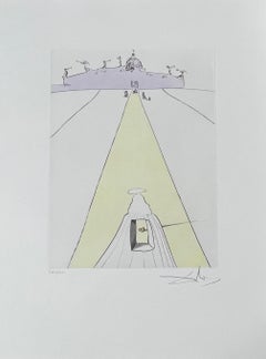 Salvador Dalí­, "Dieu, le temps, l'espace, et le Pape", etching, signed