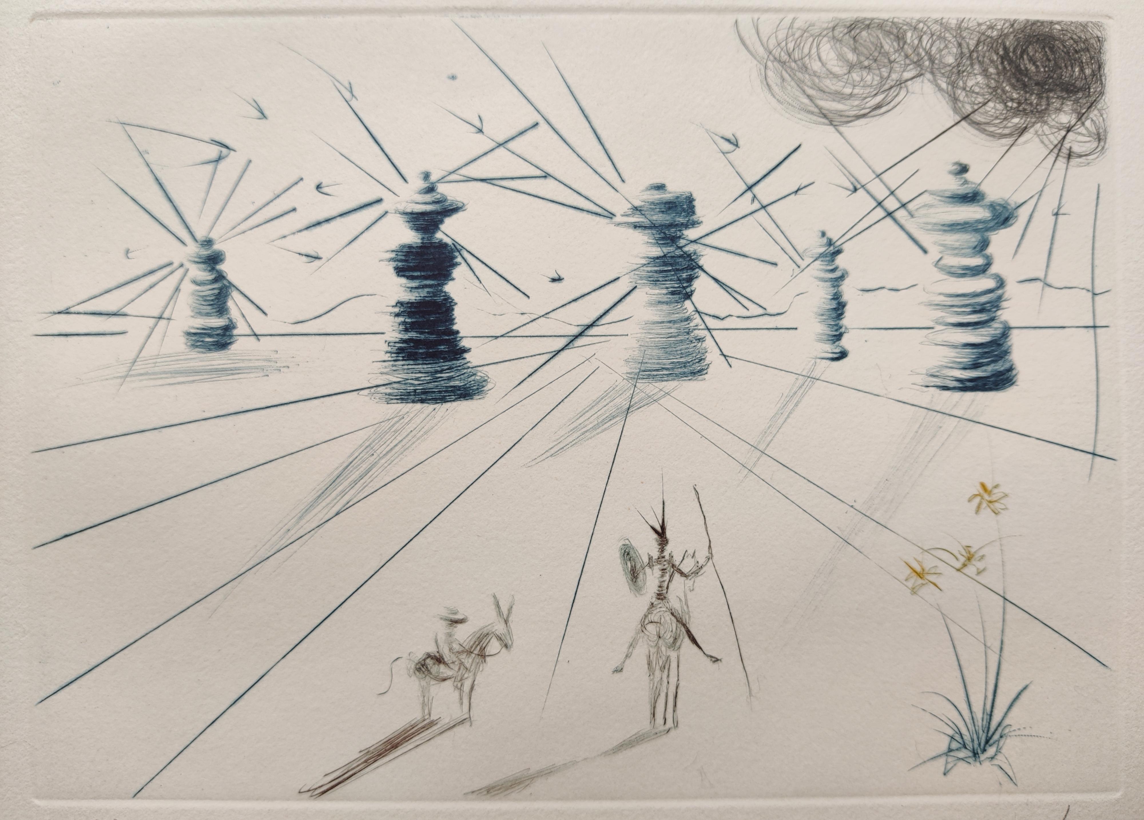 Salvador Dalí -- Don Quichotte et Les Moulins à Vent  en vente 1