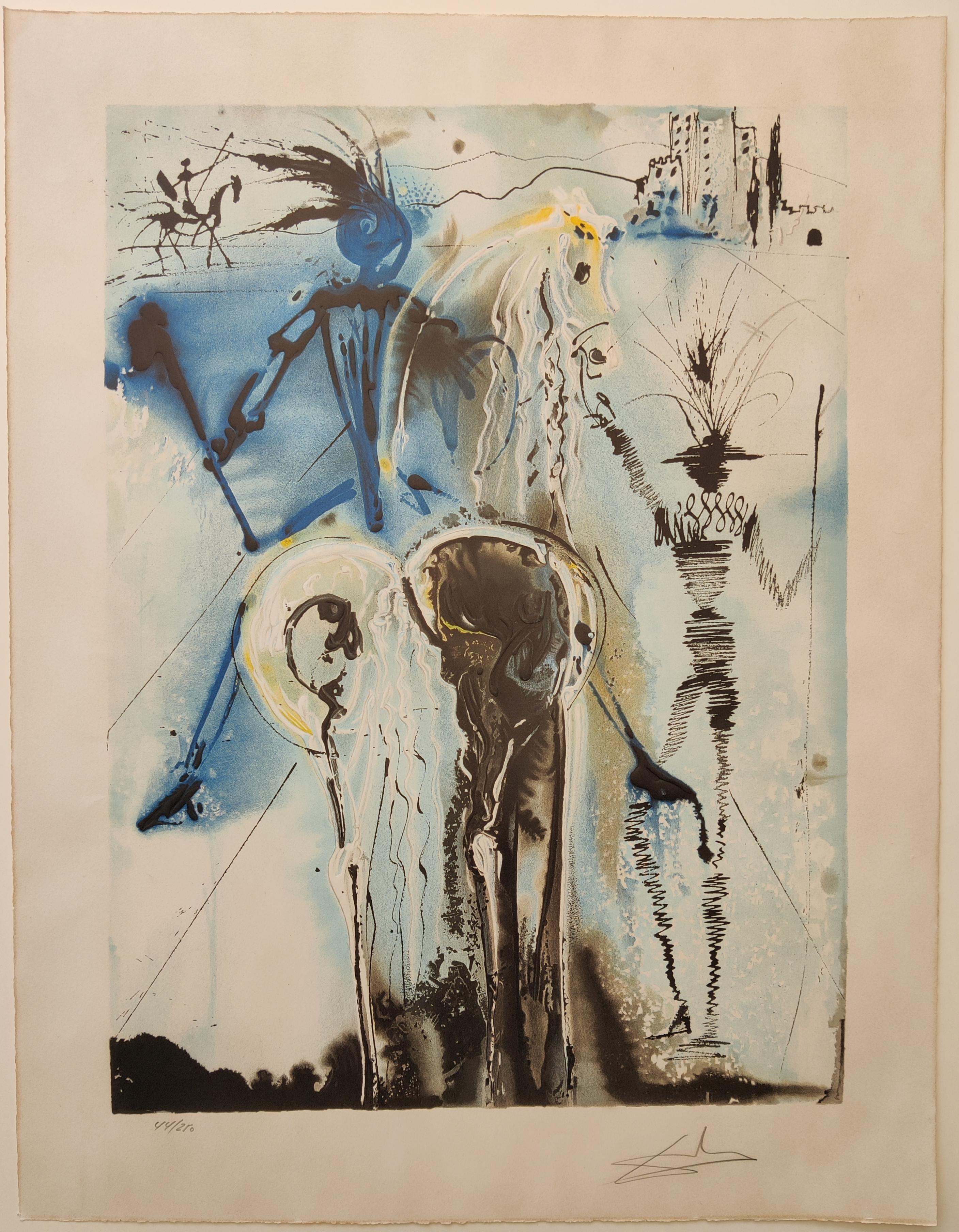 Salvador Dalí
Don quichotte, dalla serie Les Chevaux Daliniens, 1970
Litografie con stampa in rilievo
Dimensioni dell'immagine:
Dimensioni del foglio: 65 x 50 cm
Numerato 44/250 in basso a sinistra
Firmato a mano in basso a destra
Stampato da