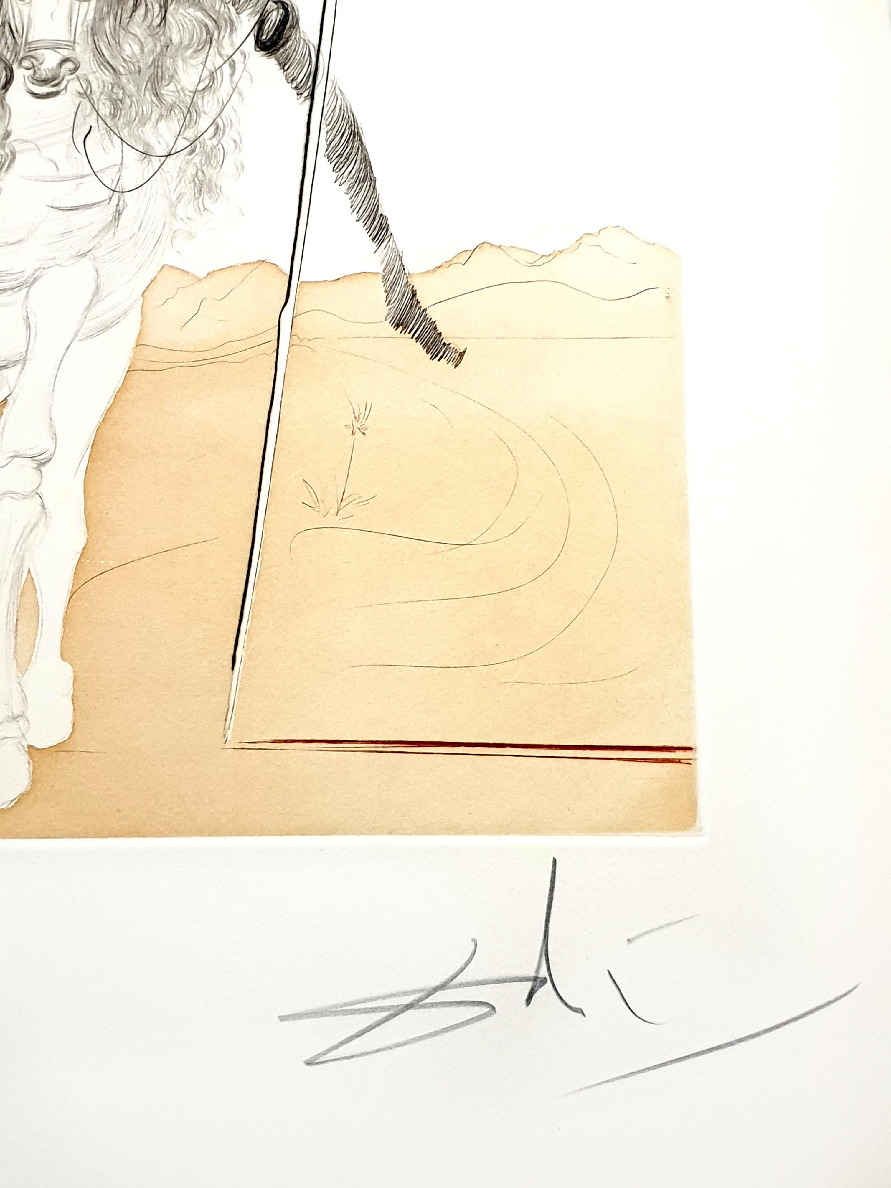 Salvador Dali - Don Quijote y Sancho - Grabado original firmado a mano - Print Surrealista de Salvador Dalí