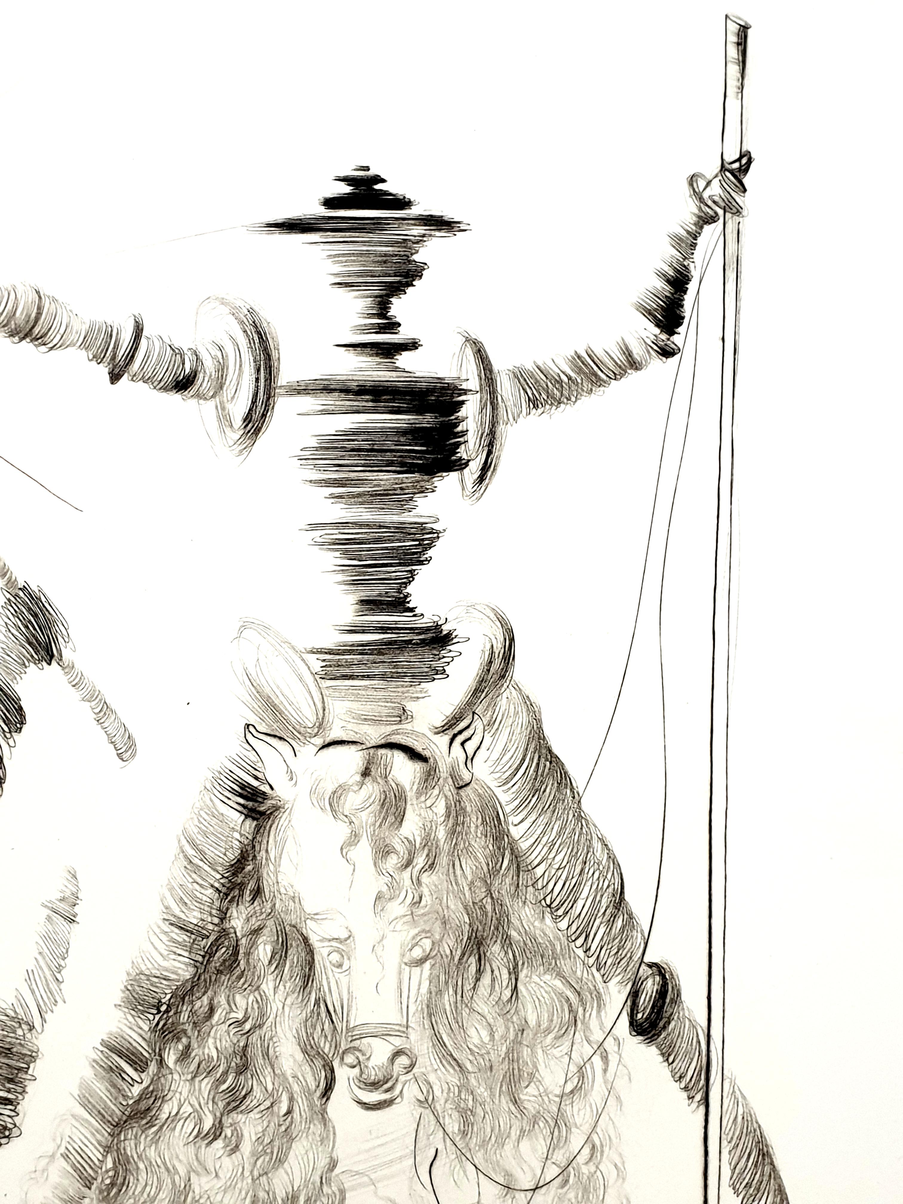 Gravure originale rare de Salvador Dali
Titre : Don Quichotte et Sancho
Signé 
Dimensions : 76 x 56 cm
Edition de 200 exemplaires sur l'Auvergne
1980
Références : Champ 68-1 / Michler & Lopsinger 266