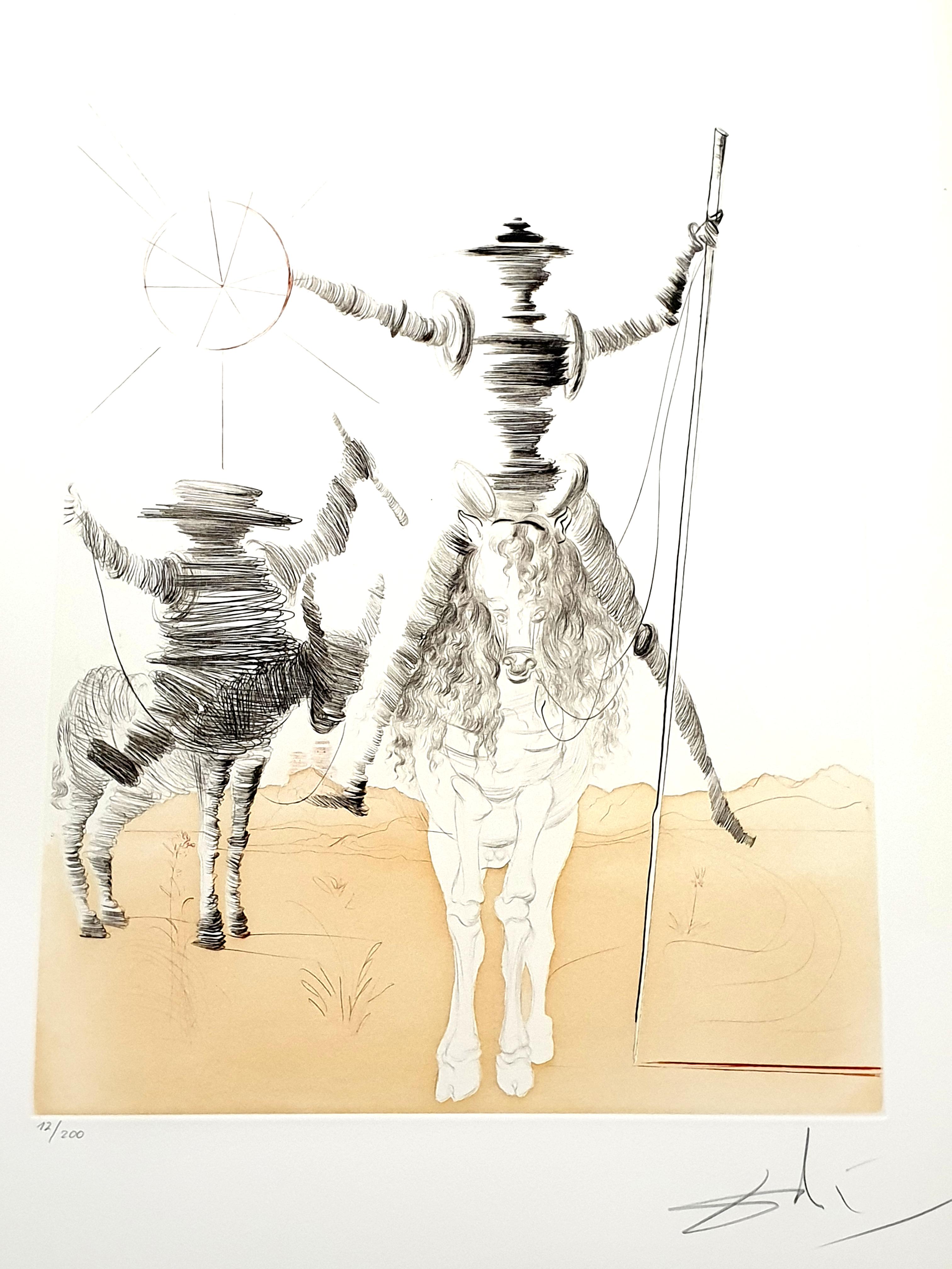 Salvador Dali - Don Quixote and Sancho - Original Hand Signed Etching